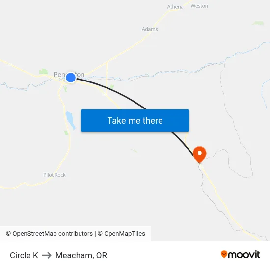 Circle K to Meacham, OR map