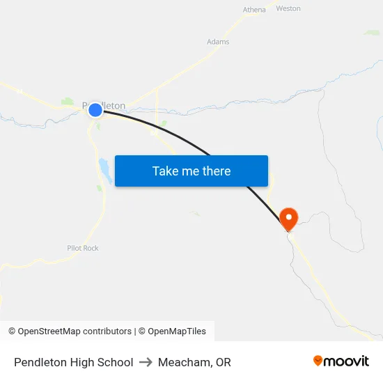 Pendleton High School to Meacham, OR map
