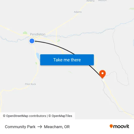 Community Park to Meacham, OR map