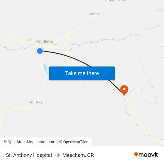 St. Anthony Hospital to Meacham, OR map