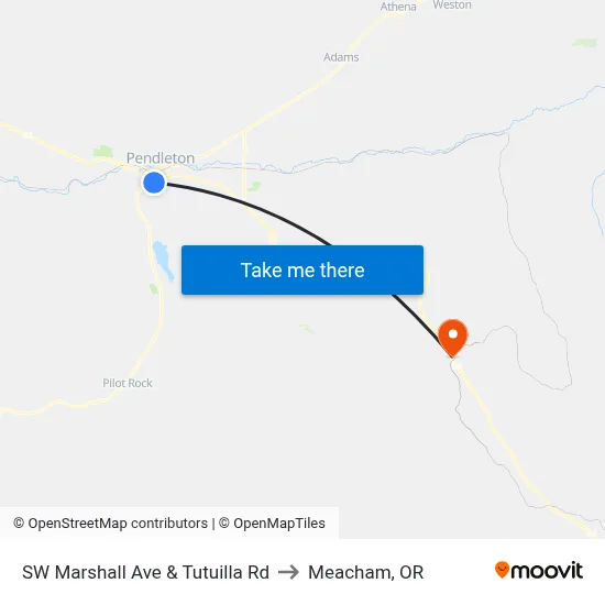 SW Marshall Ave & Tutuilla Rd to Meacham, OR map