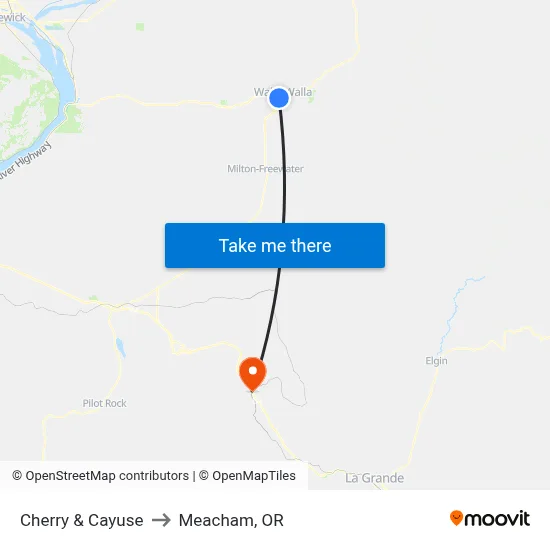 Cherry & Cayuse to Meacham, OR map