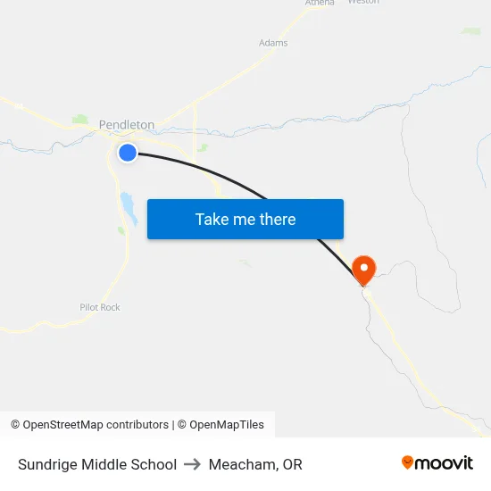 Sundrige Middle School to Meacham, OR map