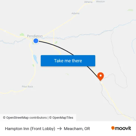 Hampton Inn (Front Lobby) to Meacham, OR map