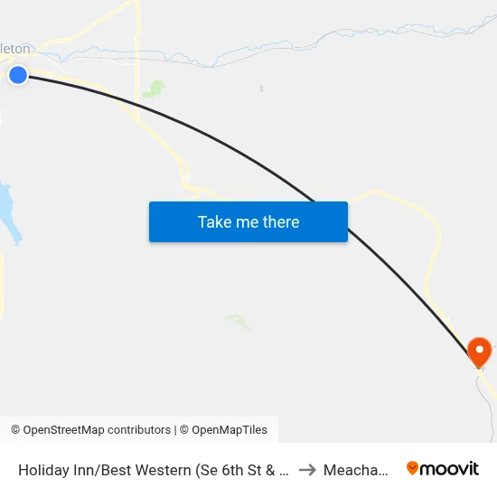 Holiday Inn/Best Western (Se 6th St & Se Nye Ave) to Meacham, OR map