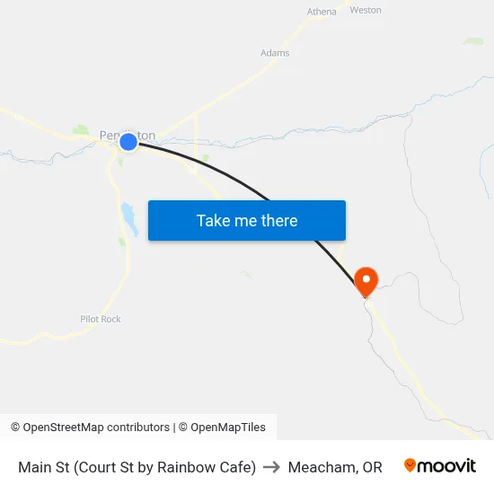 Main St (Court St by Rainbow Cafe) to Meacham, OR map