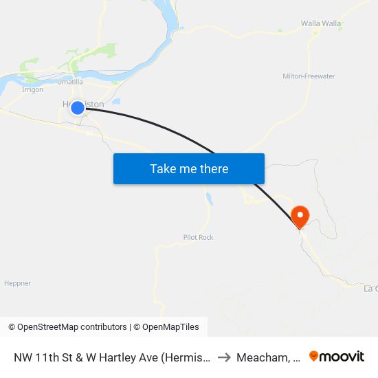 NW 11th St & W Hartley Ave (Hermiston) to Meacham, OR map