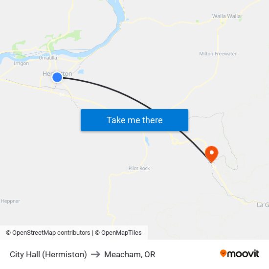 City Hall (Hermiston) to Meacham, OR map