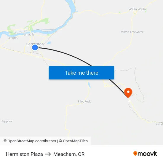Hermiston Plaza to Meacham, OR map