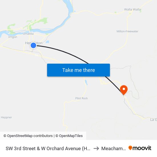 SW 3rd Street & W Orchard Avenue (Hermiston) to Meacham, OR map