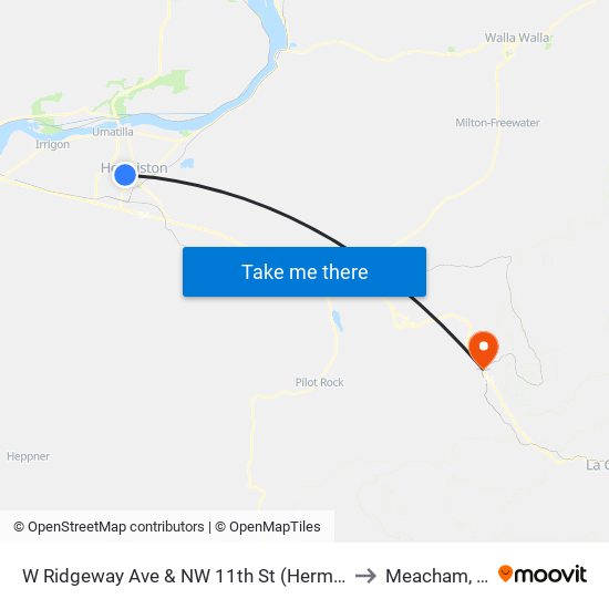 W Ridgeway Ave & NW 11th St (Hermiston) to Meacham, OR map