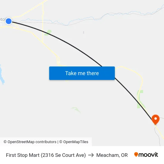 First Stop Mart (2316 Se Court Ave) to Meacham, OR map