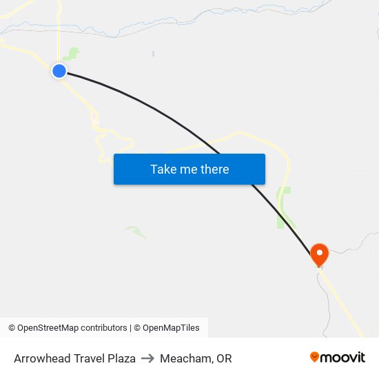 Arrowhead Travel Plaza to Meacham, OR map