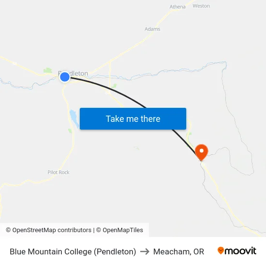 Blue Mountain College (Pendleton) to Meacham, OR map