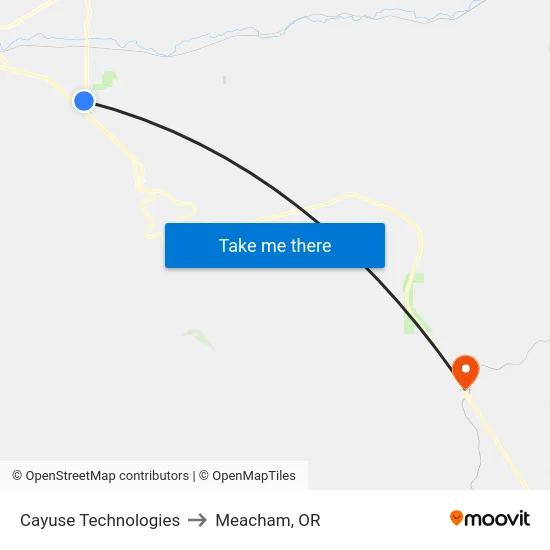 Cayuse Technologies to Meacham, OR map
