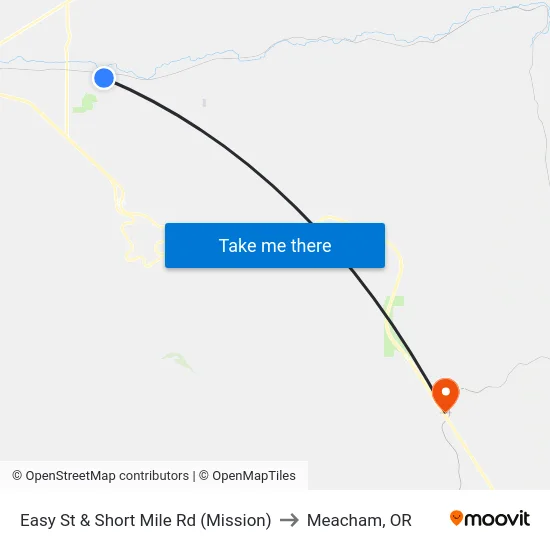 Easy St & Short Mile Rd (Mission) to Meacham, OR map