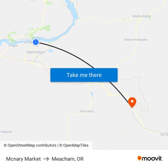 Mcnary Market to Meacham, OR map