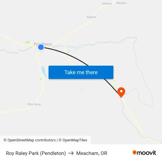 Roy Raley Park (Pendleton) to Meacham, OR map