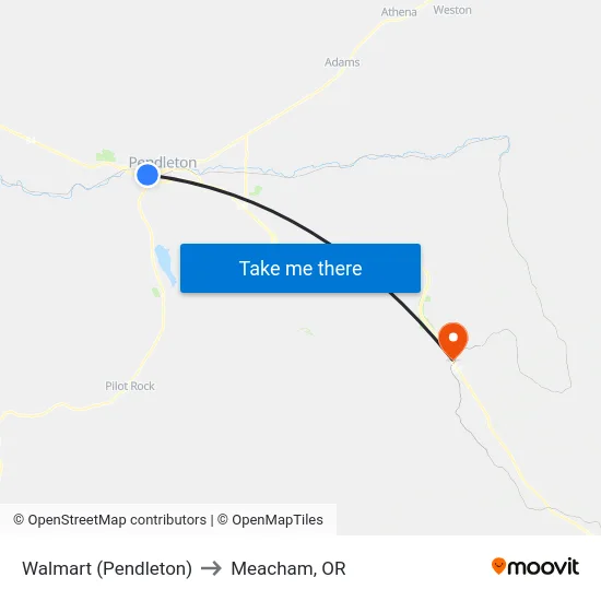 Walmart (Pendleton) to Meacham, OR map
