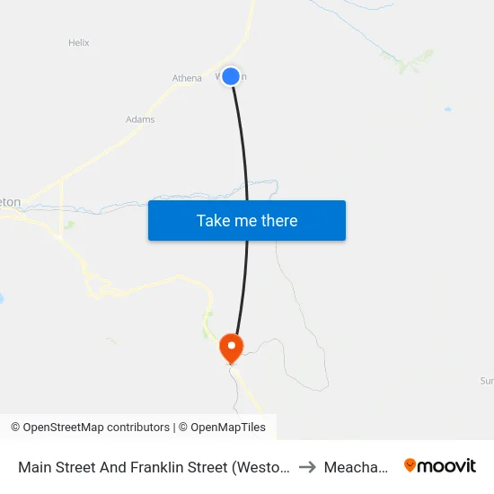 Main Street And Franklin Street (Weston Post Office) to Meacham, OR map