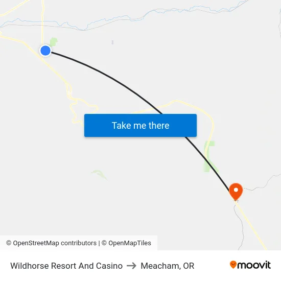 Wildhorse Resort And Casino to Meacham, OR map
