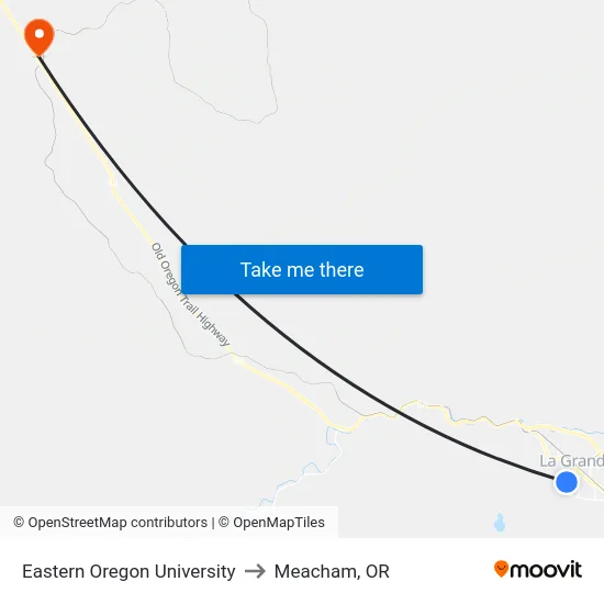 Eastern Oregon University to Meacham, OR map