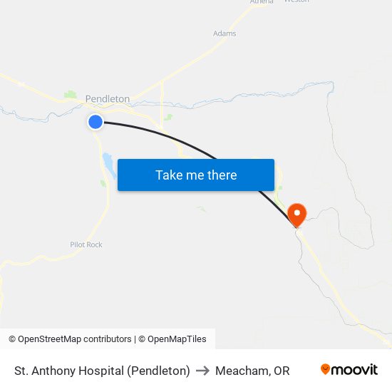 St. Anthony Hospital (Pendleton) to Meacham, OR map