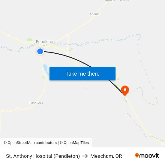 St. Anthony Hospital (Pendleton) to Meacham, OR map