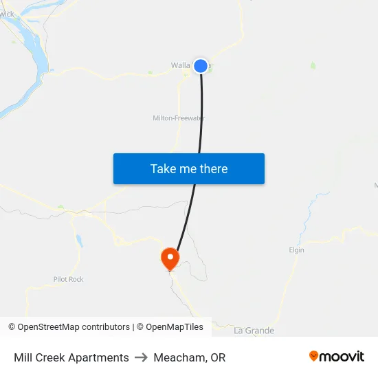 Mill Creek Apartments to Meacham, OR map