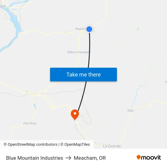 Blue Mountain Industries to Meacham, OR map