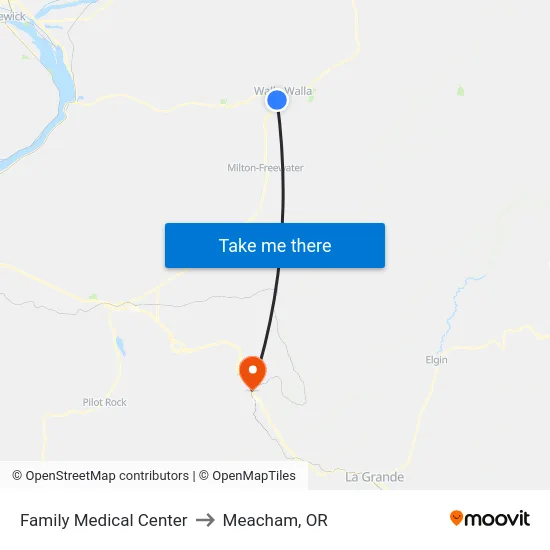 Family Medical Center to Meacham, OR map