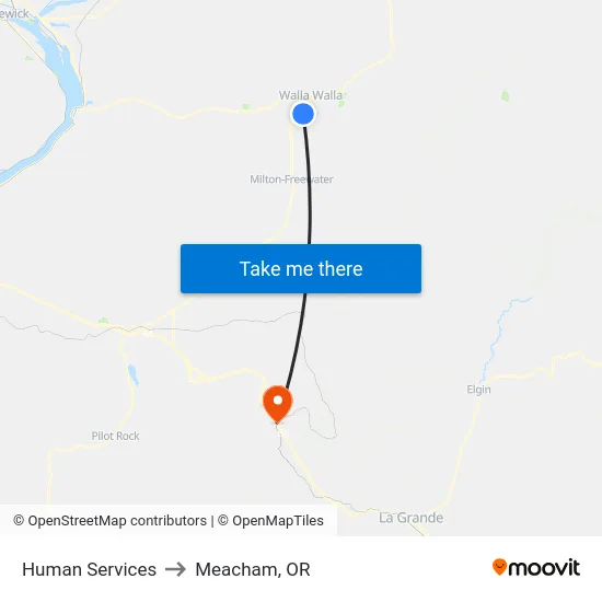 Human Services to Meacham, OR map