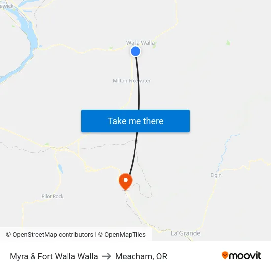 Myra & Fort Walla Walla to Meacham, OR map