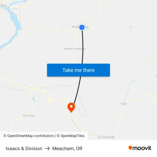 Isaacs & Division to Meacham, OR map