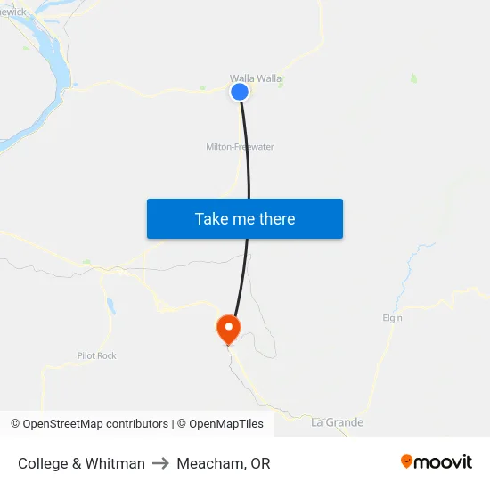College &  Whitman to Meacham, OR map