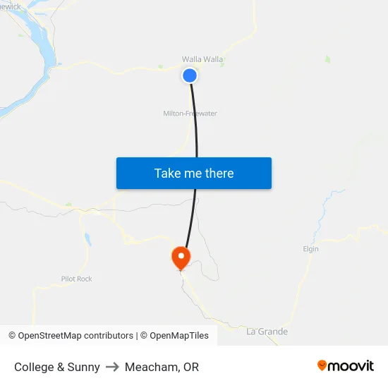 College & Sunny to Meacham, OR map