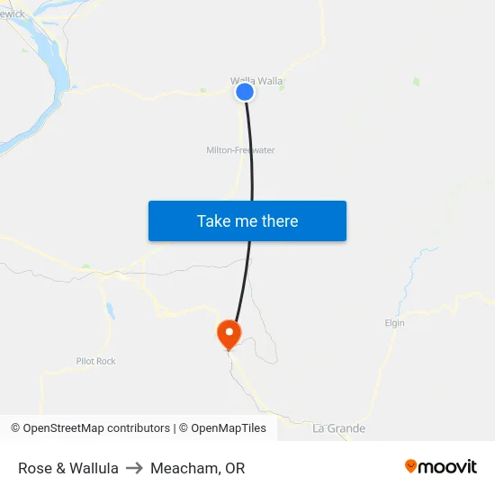 Rose & Wallula to Meacham, OR map