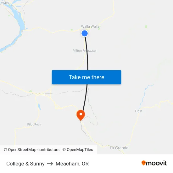 College & Sunny to Meacham, OR map