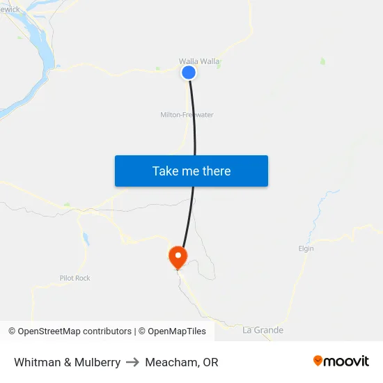 Whitman & Mulberry to Meacham, OR map