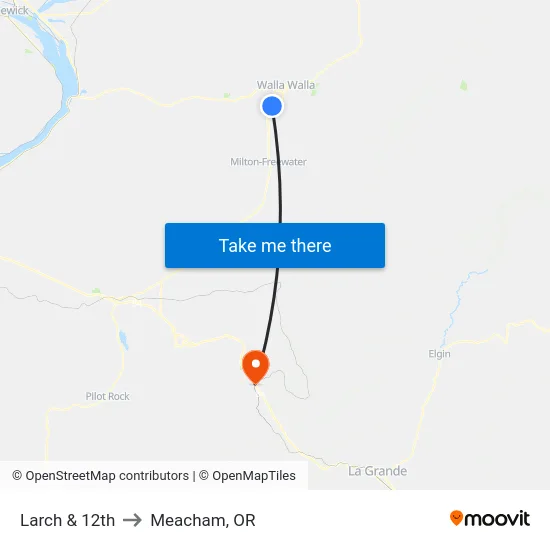 Larch & 12th to Meacham, OR map