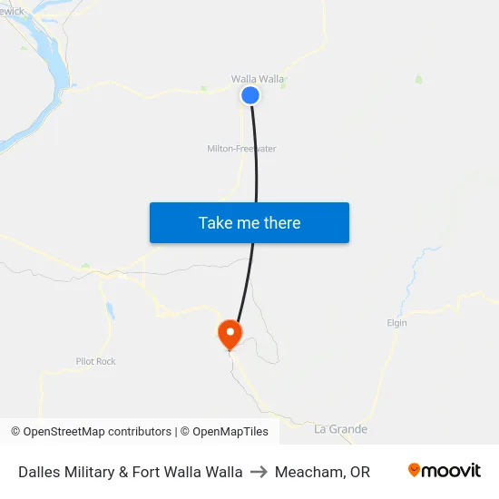 Dalles Military & Fort Walla Walla to Meacham, OR map