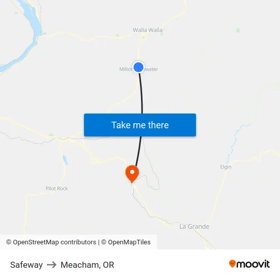 Safeway to Meacham, OR map