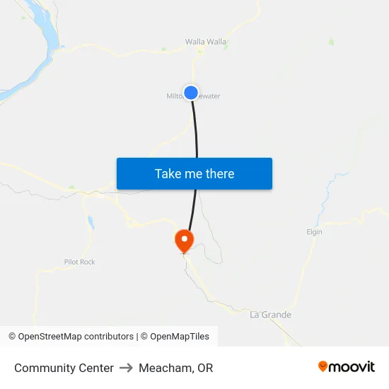 Community Center to Meacham, OR map