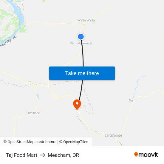 Taj Food Mart to Meacham, OR map