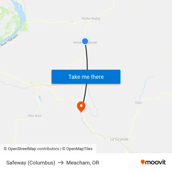 Safeway (Columbus) to Meacham, OR map