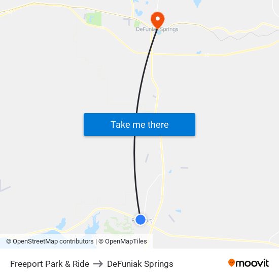 Freeport Park & Ride to DeFuniak Springs map