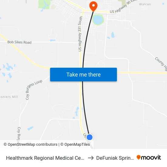 Healthmark Regional Medical Center to DeFuniak Springs map