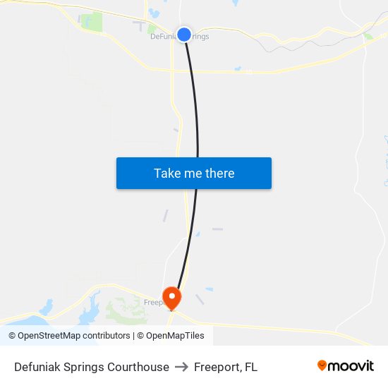 Defuniak Springs Courthouse to Freeport, FL map