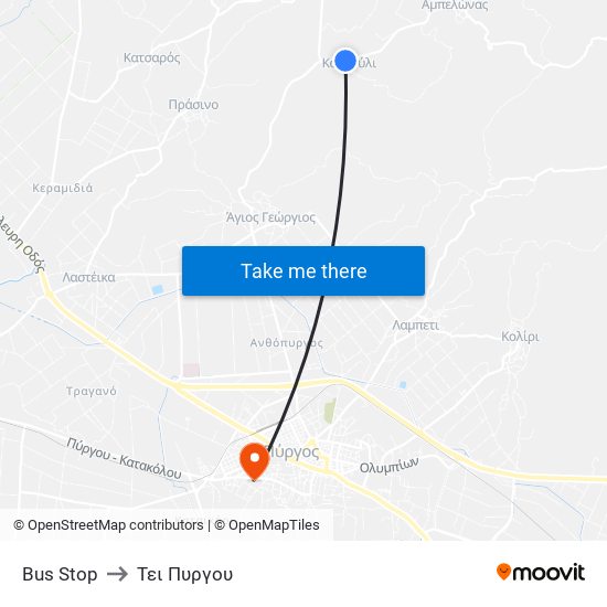 Bus Stop to Τει Πυργου map