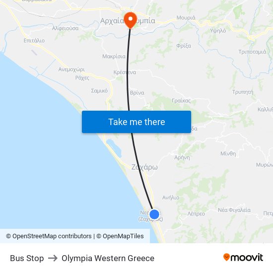 Bus Stop to Olympia Western Greece map